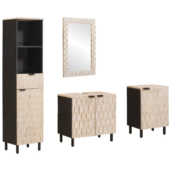 Badezimmer Set mit Regal, 4-teilig, Weiß