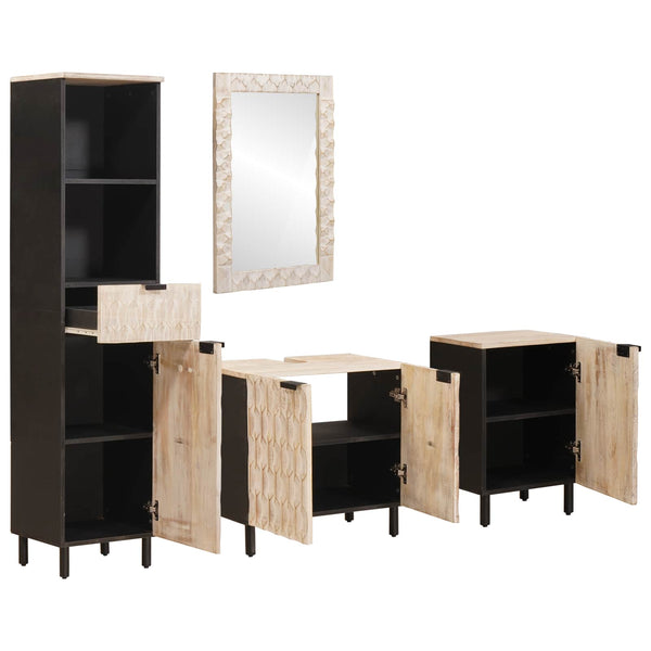 Badezimmer Set mit Regal, 4-teilig, Weiß