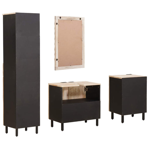 Badezimmer Set mit Regal, 4-teilig, Weiß