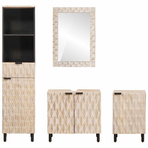 Badezimmer Set mit Regal, 4-teilig, Weiß
