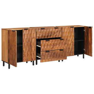 Akazienbraunes Sideboard, 3-teilig, 60x33x75 cm