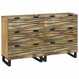 Massivholz Mango Sideboard Set, 2-teilig