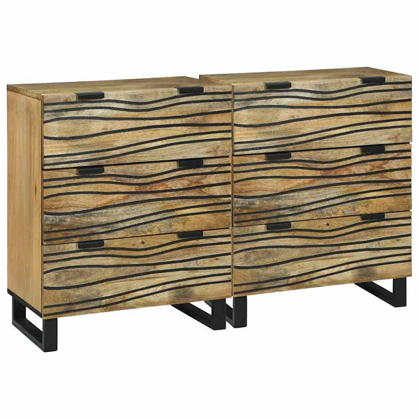 Massivholz Mango Sideboard Set, 2-teilig