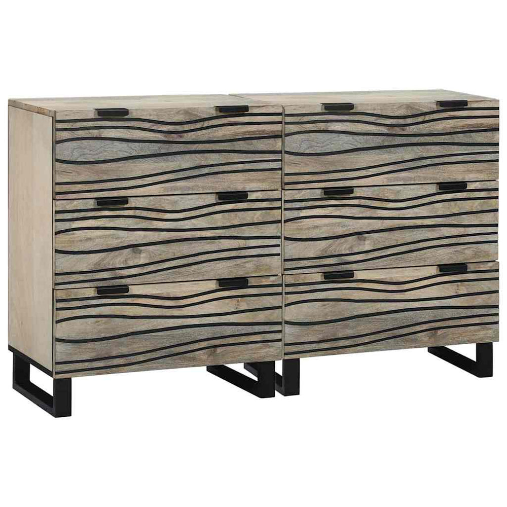 Sideboard Set Weiß Mango Massivholz 2er