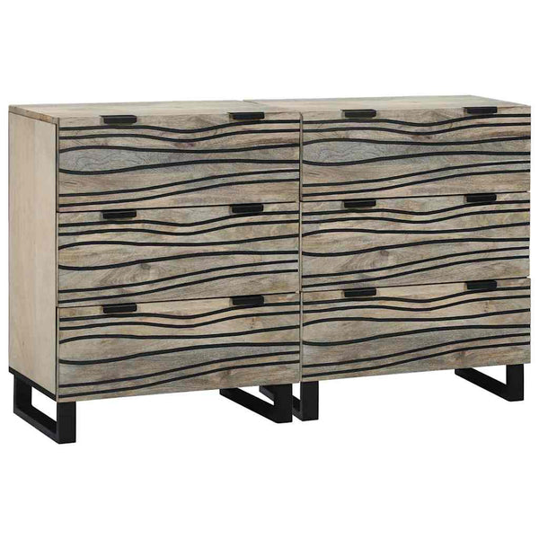 Sideboard Set Weiß Mango Massivholz 2er