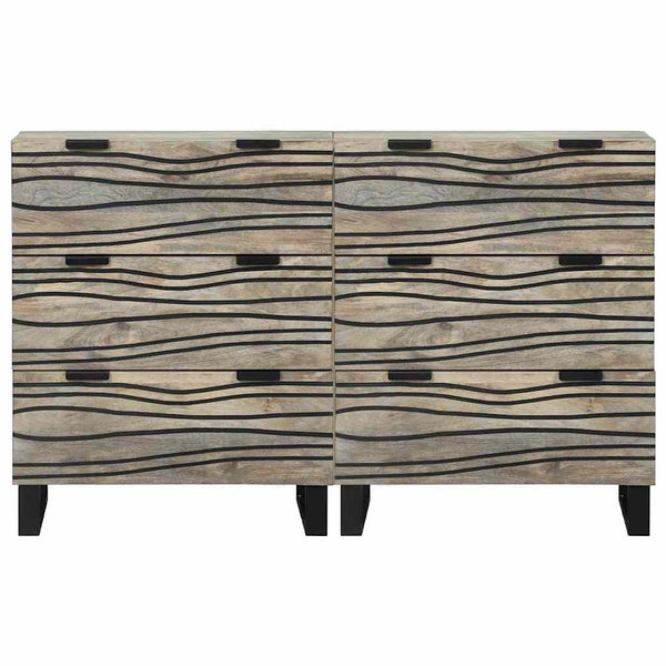 Sideboard Set Weiß Mango Massivholz 2er