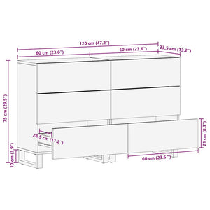 Sideboard Set Weiß Mango Massivholz 2er