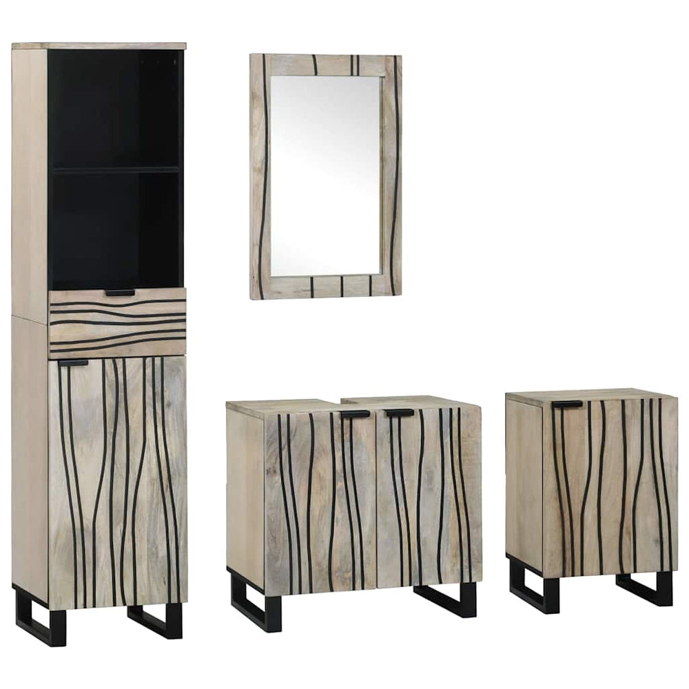vidaXL Ensemble de meubles de salle de bain avec étagère 4 pcs Marron Noyer Bois d'ingénierie