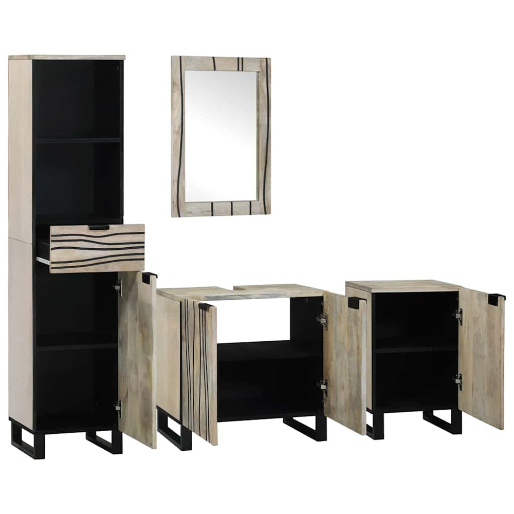 vidaXL Ensemble de meubles de salle de bain avec étagère 4 pcs Marron Noyer Bois d'ingénierie