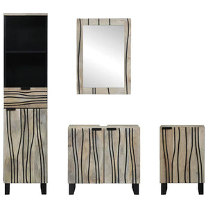 Badezimmermöbel Set mit Regal, 4-teilig, Walnussbraun