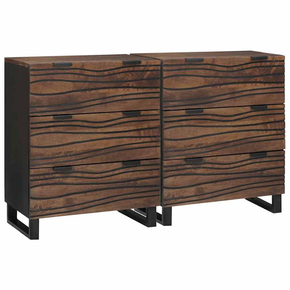 Sideboard Set 2er Walnuss Mango Massivholz