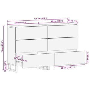 Sideboard Set 2er Walnuss Mango Massivholz