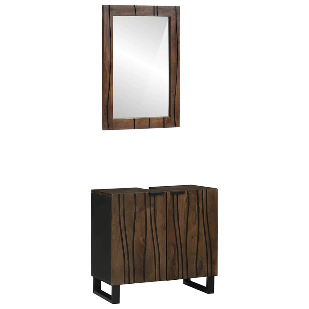 vidaXL Ensemble de meubles de salle de bain avec étagère 2 pcs marron noyer Bois d'ingénierie