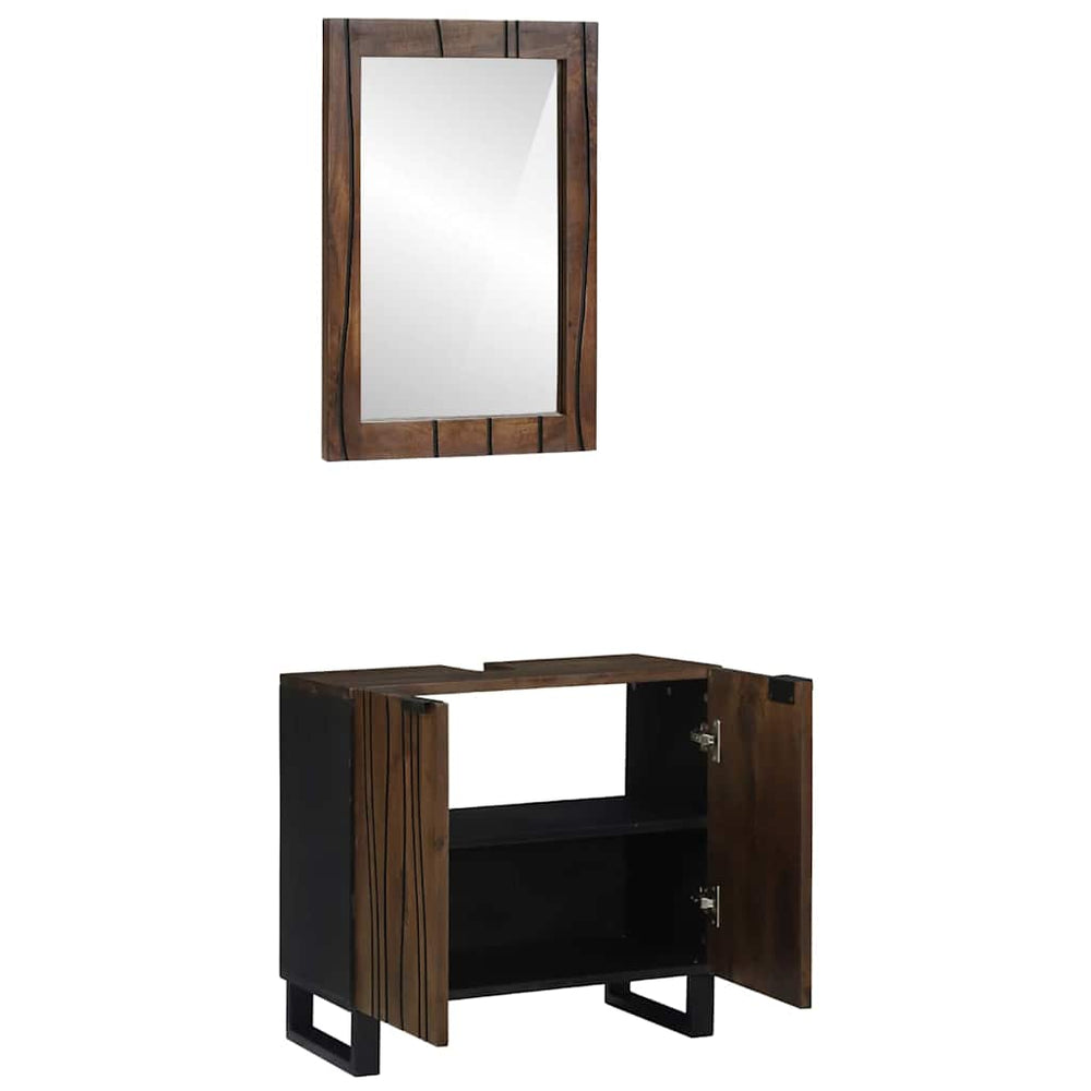 vidaXL Ensemble de meubles de salle de bain avec étagère 2 pcs marron noyer Bois d'ingénierie