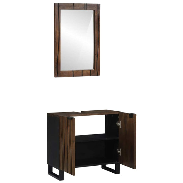 Badezimmermöbel Set mit Regal Walnussbraun