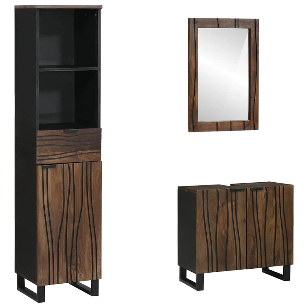 Badezimmermöbel Set Walnussbraun mit Regal