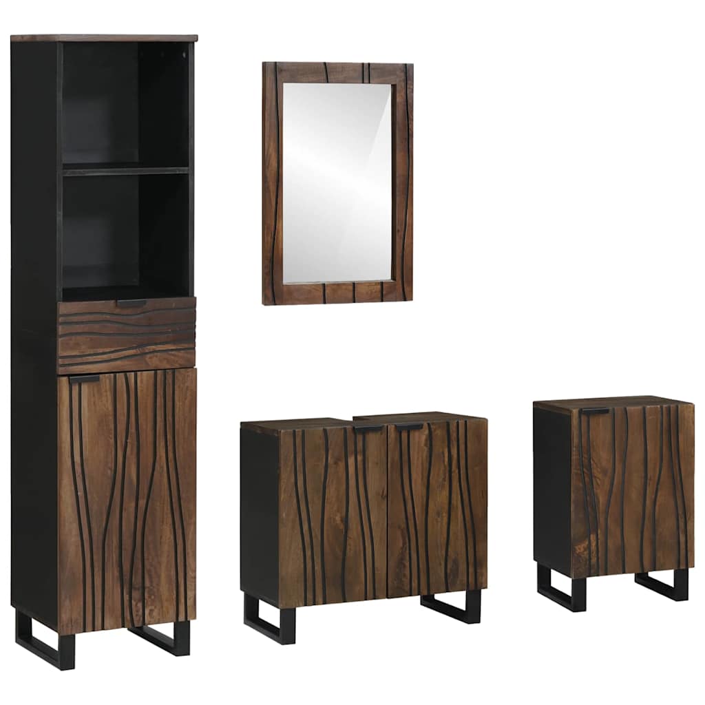Weißes Badezimmermöbel-Set mit Schubladen, 4-teilig