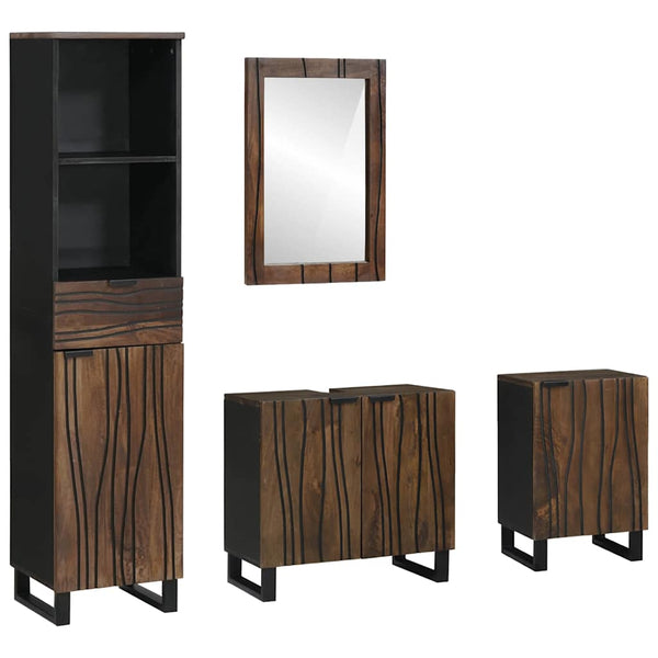 Weißes Badezimmermöbel-Set mit Schubladen, 4-teilig