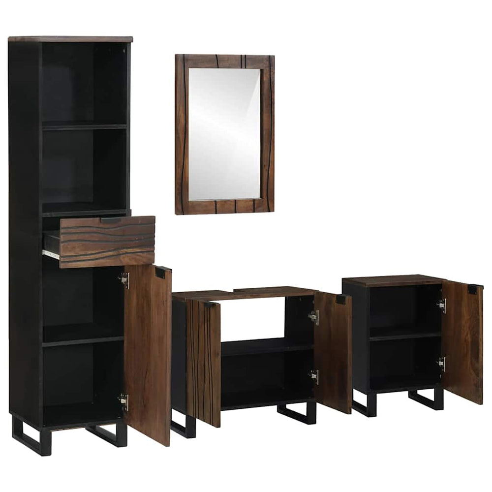 Weißes Badezimmermöbel-Set mit Schubladen, 4-teilig