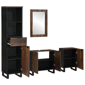 Weißes Badezimmermöbel-Set mit Schubladen, 4-teilig