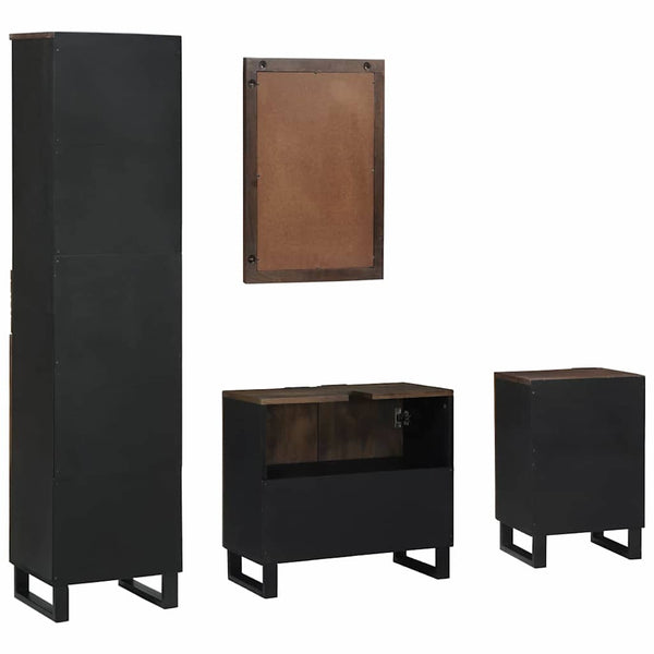 Weißes Badezimmermöbel-Set mit Schubladen, 4-teilig