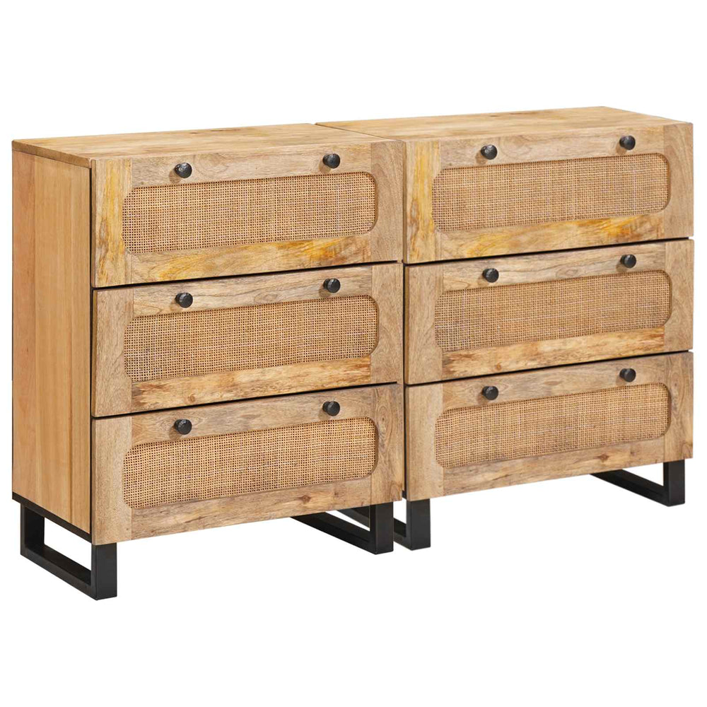 Sideboard 2er Set Braun Mango Massivholz