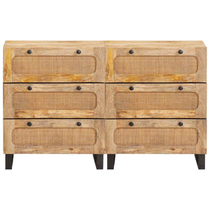 Sideboard 2er Set Braun Mango Massivholz