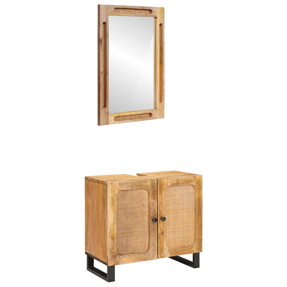 vidaXL Ensembles de meubles de salle de bain avec rangement 2 pcs Bois de manguier massif Marron