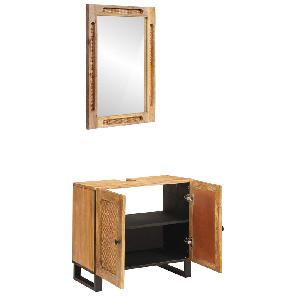 vidaXL Ensembles de meubles de salle de bain avec rangement 2 pcs Bois de manguier massif Marron