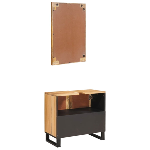 Badezimmer Set Braun Mango Massivholz 2-teilig
