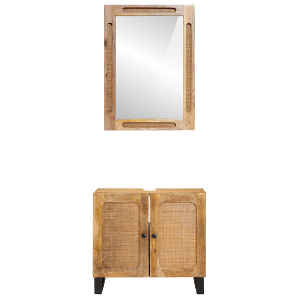 Badezimmer Set Braun Mango Massivholz 2-teilig