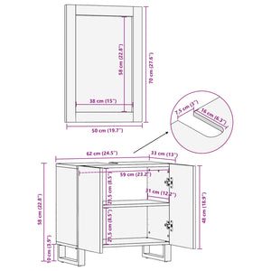 Badezimmer Set Braun Mango Massivholz 2-teilig