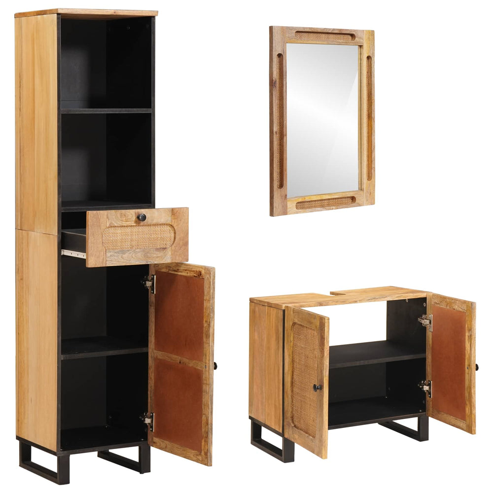 Badmöbel Set Mango Massivholz 3-teilig