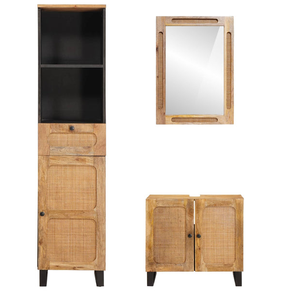 Badmöbel Set Mango Massivholz 3-teilig