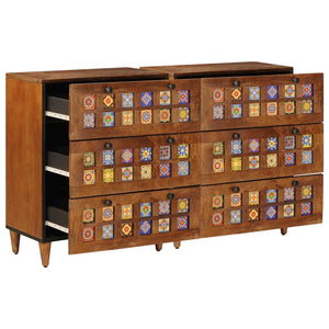 Sideboard 2er Set Walnuss Mango Massivholz