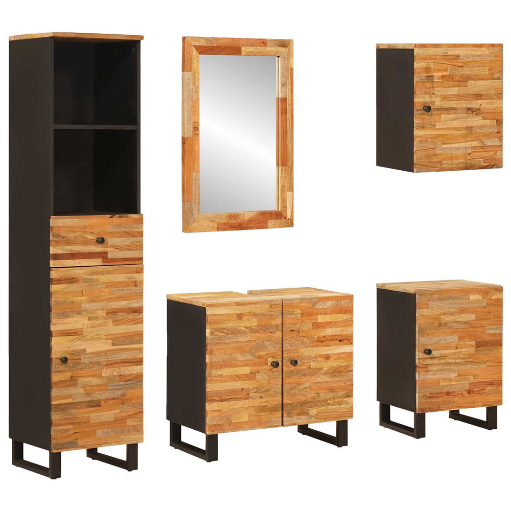 vidaXL Ensembles de meubles de salle de bain avec tiroirs 5 pcs Bois de manguier massif naturel