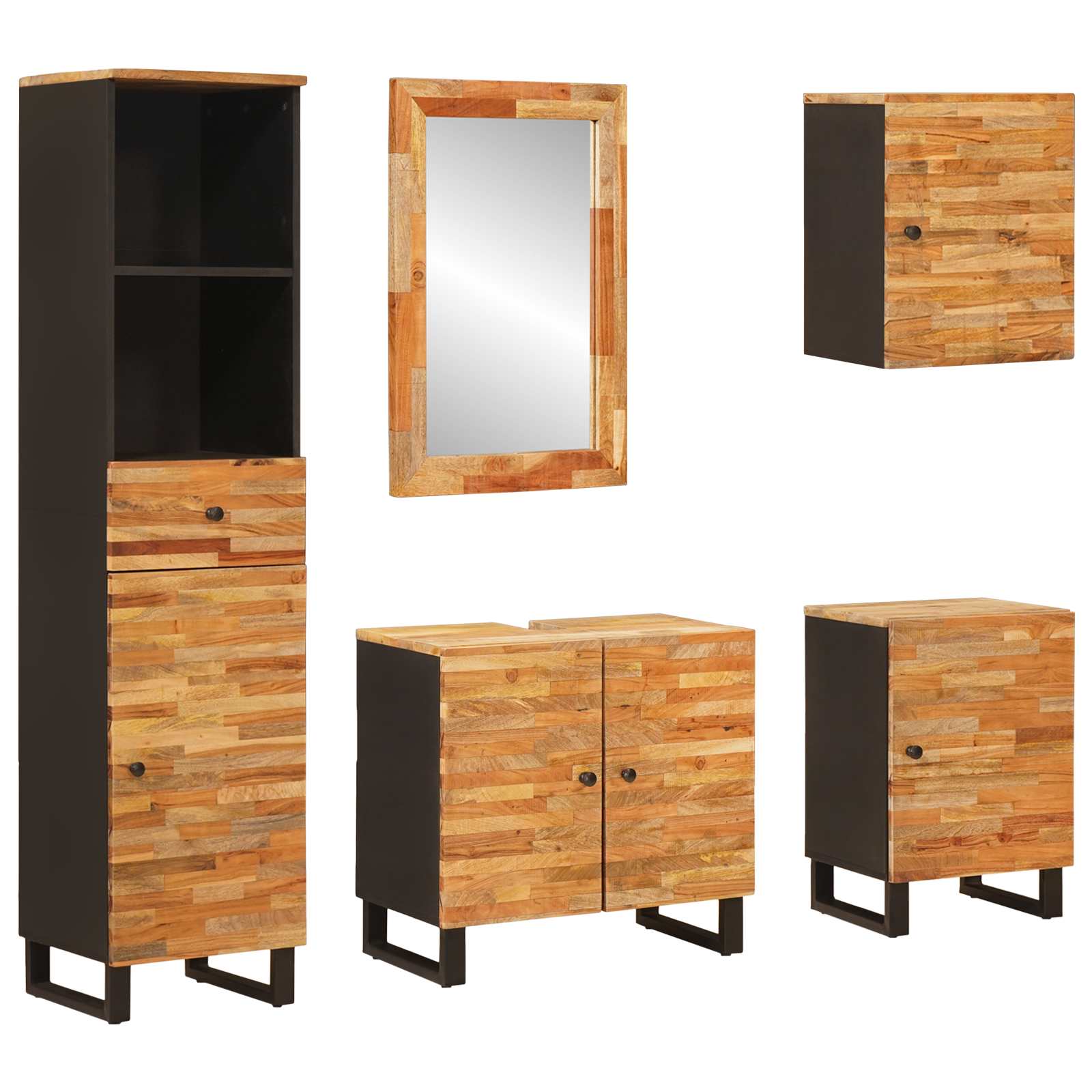 Badezimmer Set Mango Massivholz 5-teilig