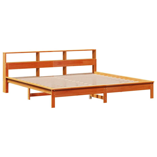 Massivholzbett 180x200 cm mit Regal Wachsbraun