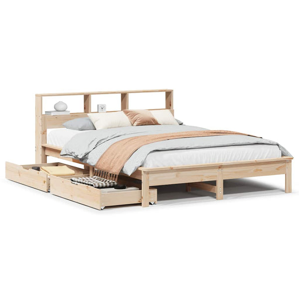 Massivholzbett 120x200 Kiefer mit Regal