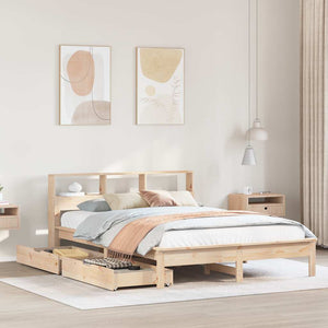 Massivholzbett 120x200 Kiefer mit Regal