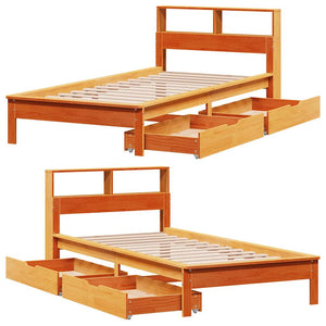 Massivholzbett mit Regal 90x200 cm