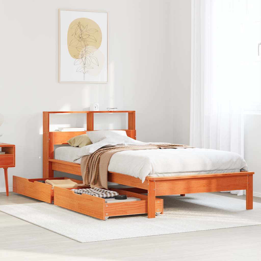 Massivholzbett mit Regal 90x200 cm
