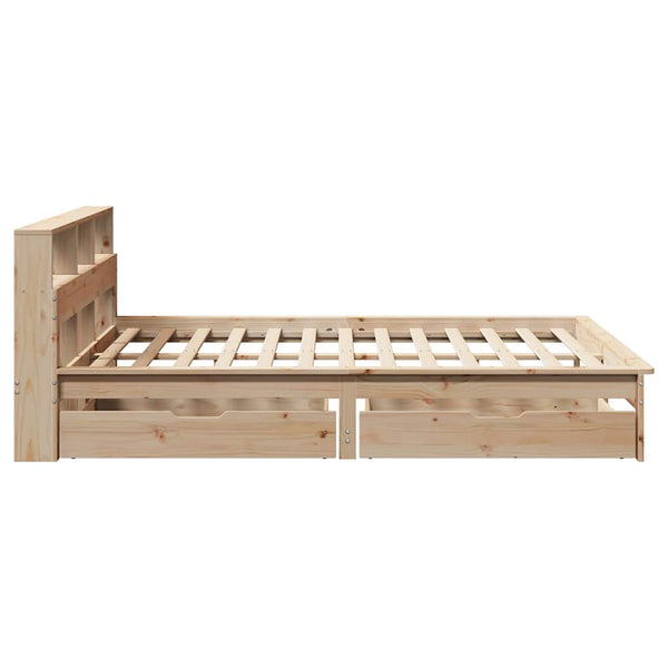 vidaXL Lit en bois massif avec étagère sans matelas 120x190 cm Pin