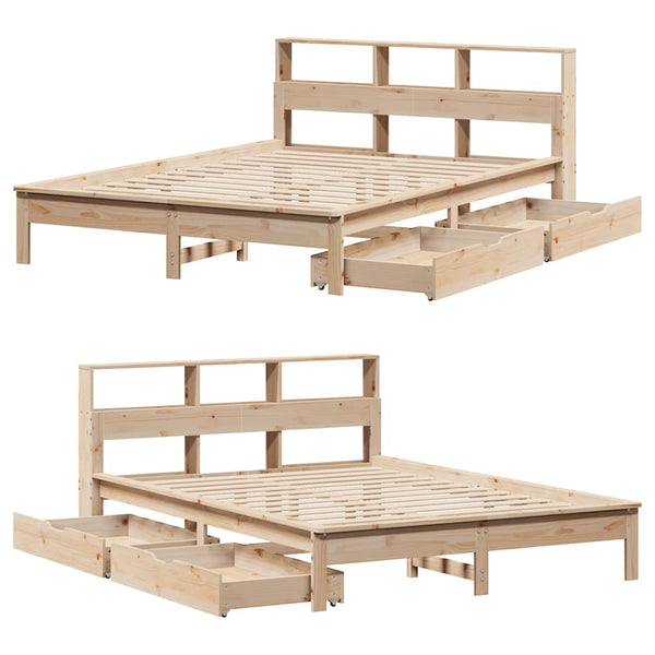 vidaXL Lit en bois massif avec étagère sans matelas 120x190 cm Pin