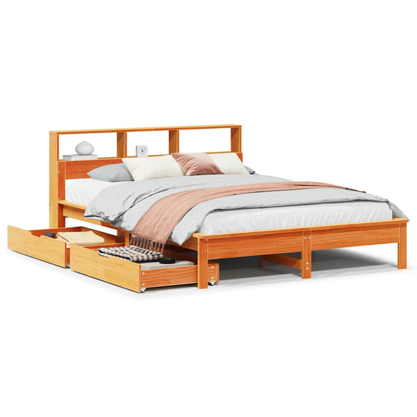 Massivholzbett mit Regal 120x190 cm