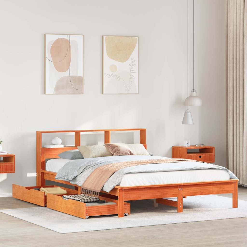 Massivholzbett mit Regal 120x190 cm