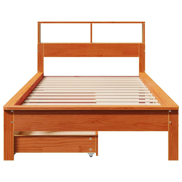 Massivholzbett mit Regal 90x190 cm