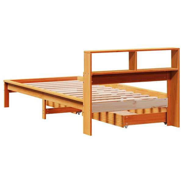 Massivholzbett mit Regal 90x190 cm