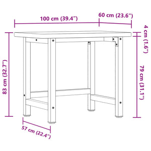 Werkbank Eiche Massivholz 100x60 cm