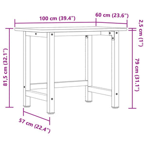 Werkbank Eiche hellbraun 100x60 cm